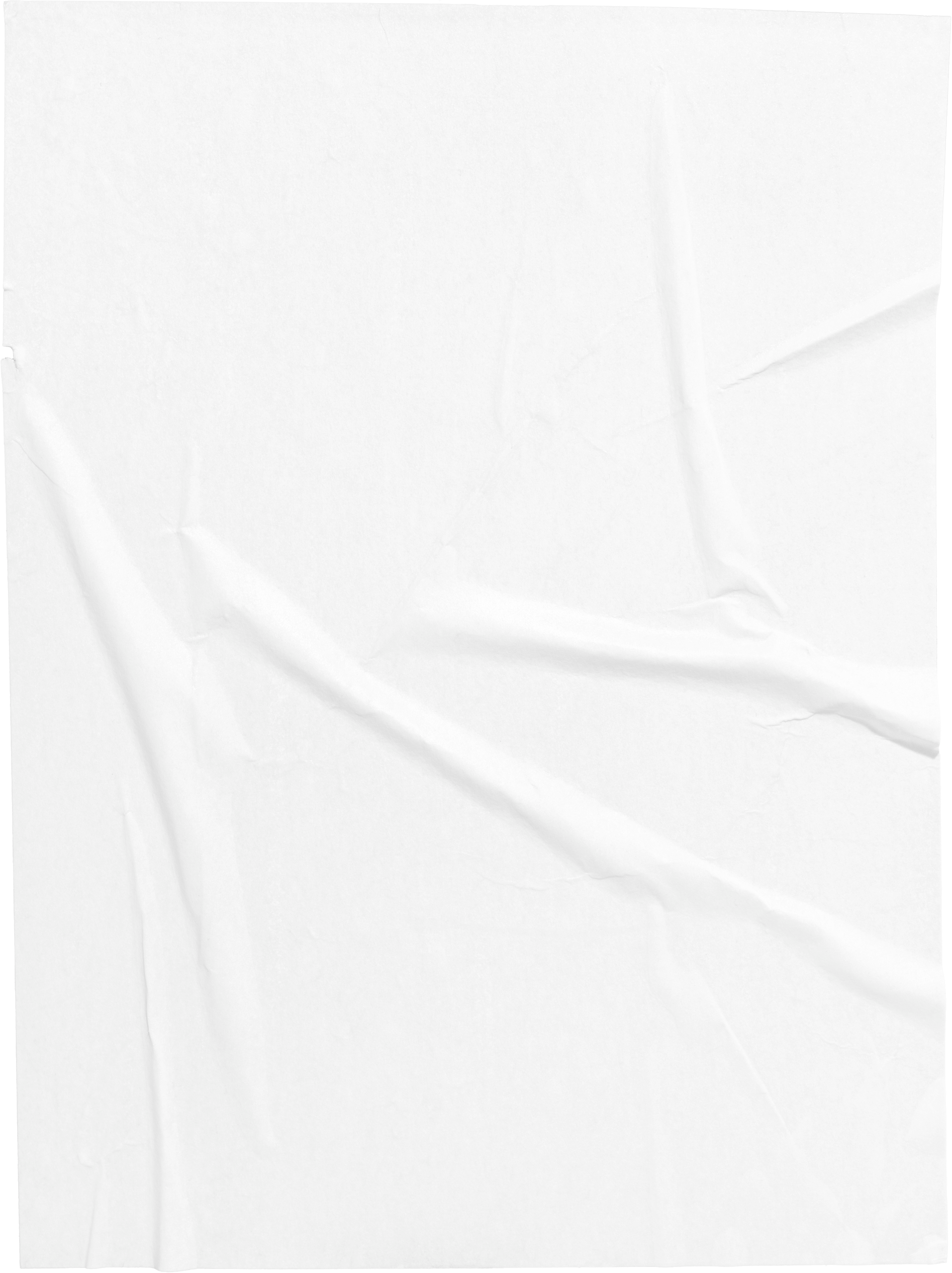 Wrinkled White paper poster template isolated